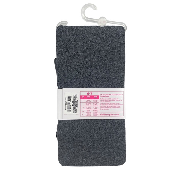 NWT The Children's Place Heather Grey Tights Size 6-7 - Picture 2 of 5